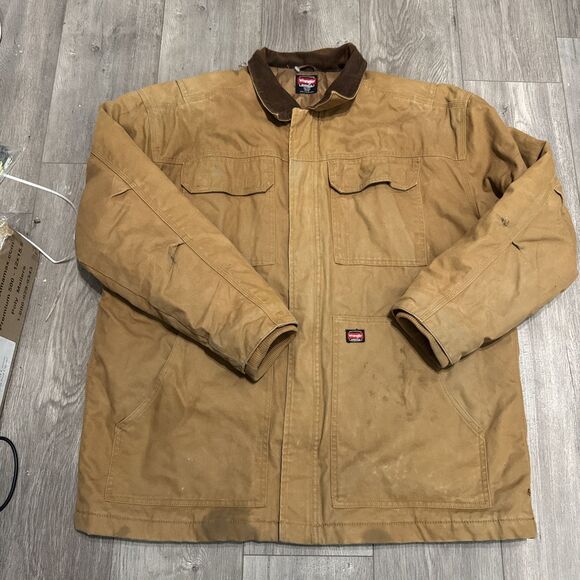 Wrangler Mens Blanket Lined Chore Jacket Barn Coat Tan Brown Size 2XL  50-52 - Picture 1 of 5